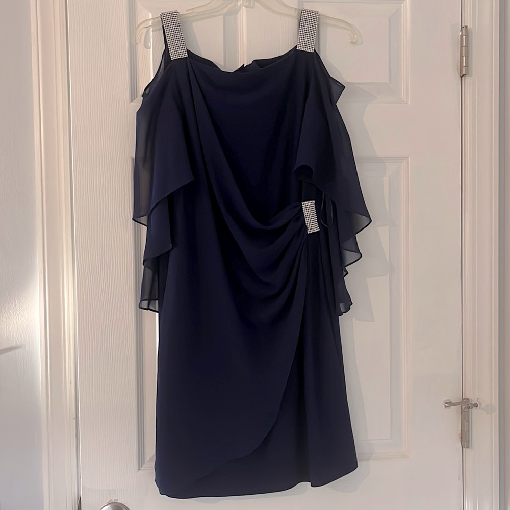 Women's Cold Shoulder Cap Sleeve Rhinestone Dress